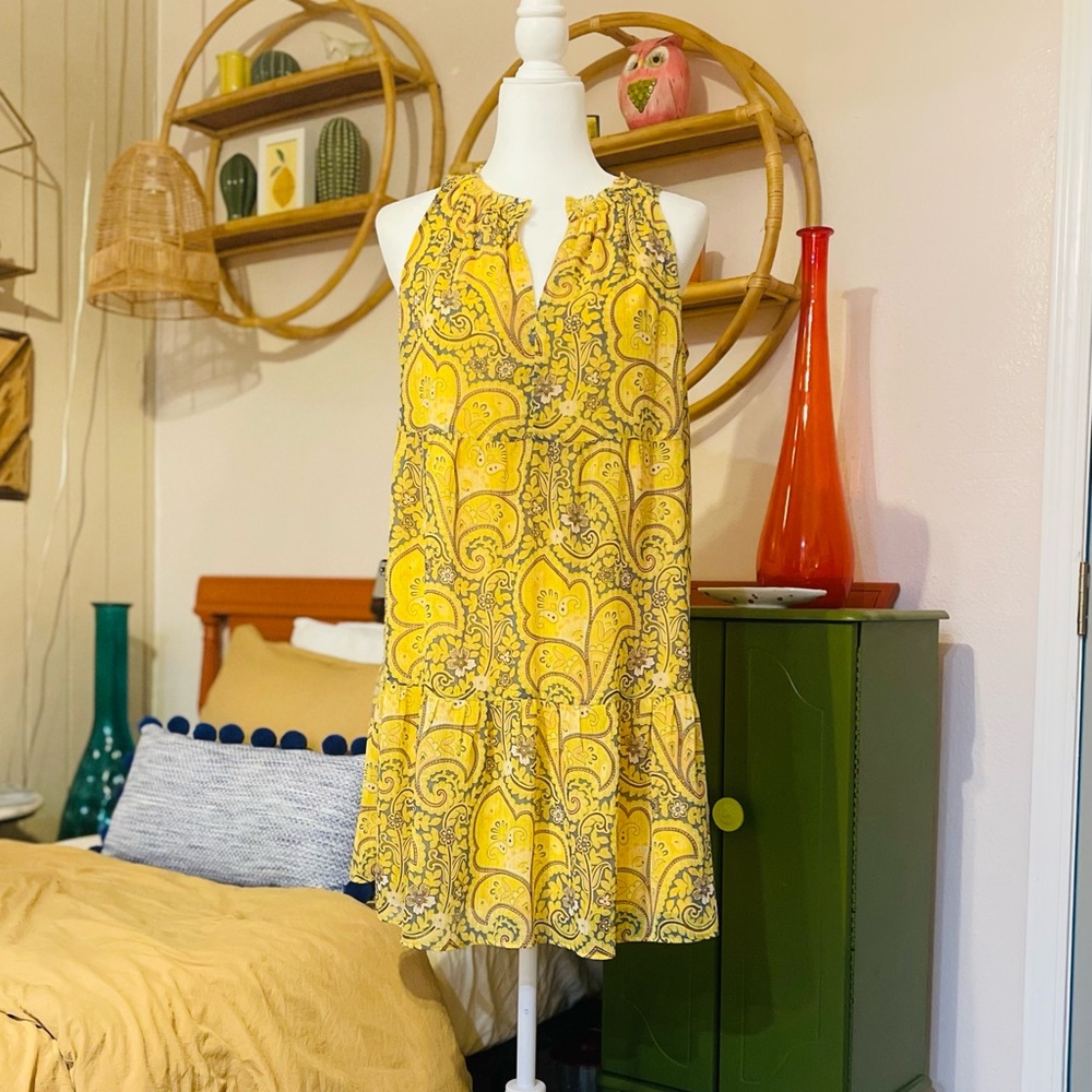 💛💐LOFT Yellow Paisley Mini Sundress. FINAL PRICE